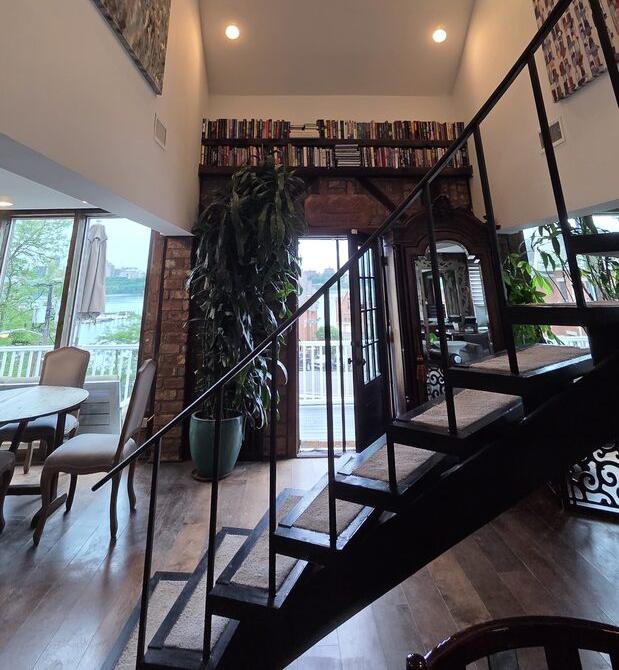 Two-story interior with freshly painted walls, ceiling and trim by KJ Commercial in New Jersey